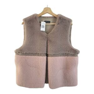 Madison 88 $159 Sz L/XL Fashion Vest Faux Fur-Courdroy Pink/Mauve Pockets
